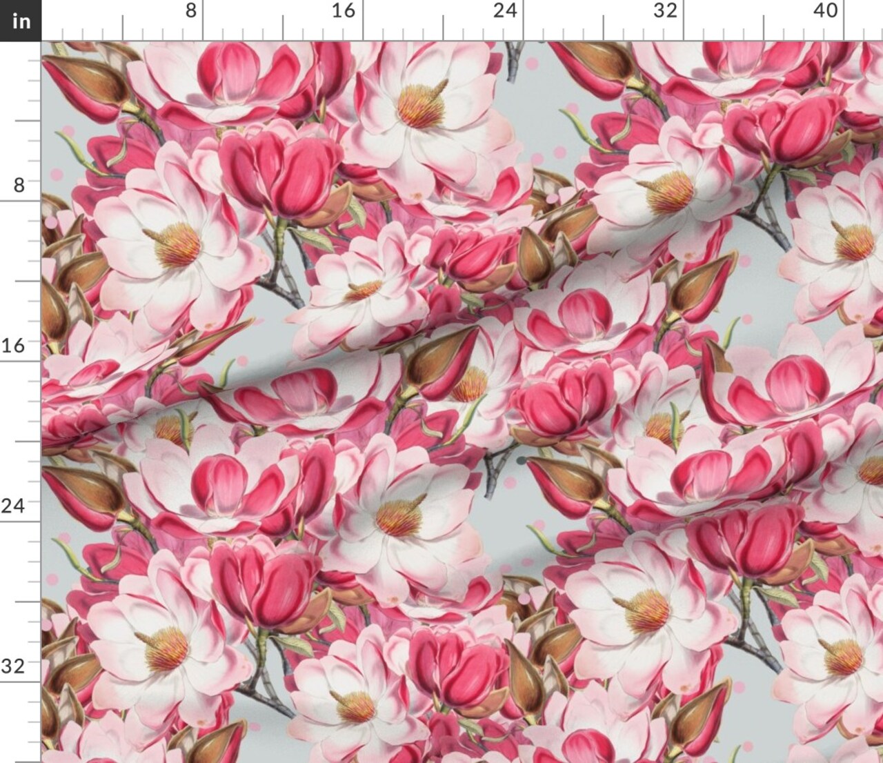Various Fabrics by the Yard or Fat Quarter Garden Floral Magnolia Botanical Large Scale Flowers Summer Spring Preppy Custom Printed Fabric by Spoonflower